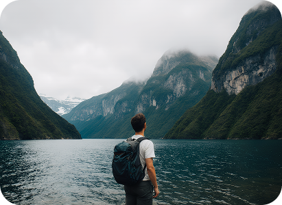 Milford Sound fjord with steep cliffs and waterfalls